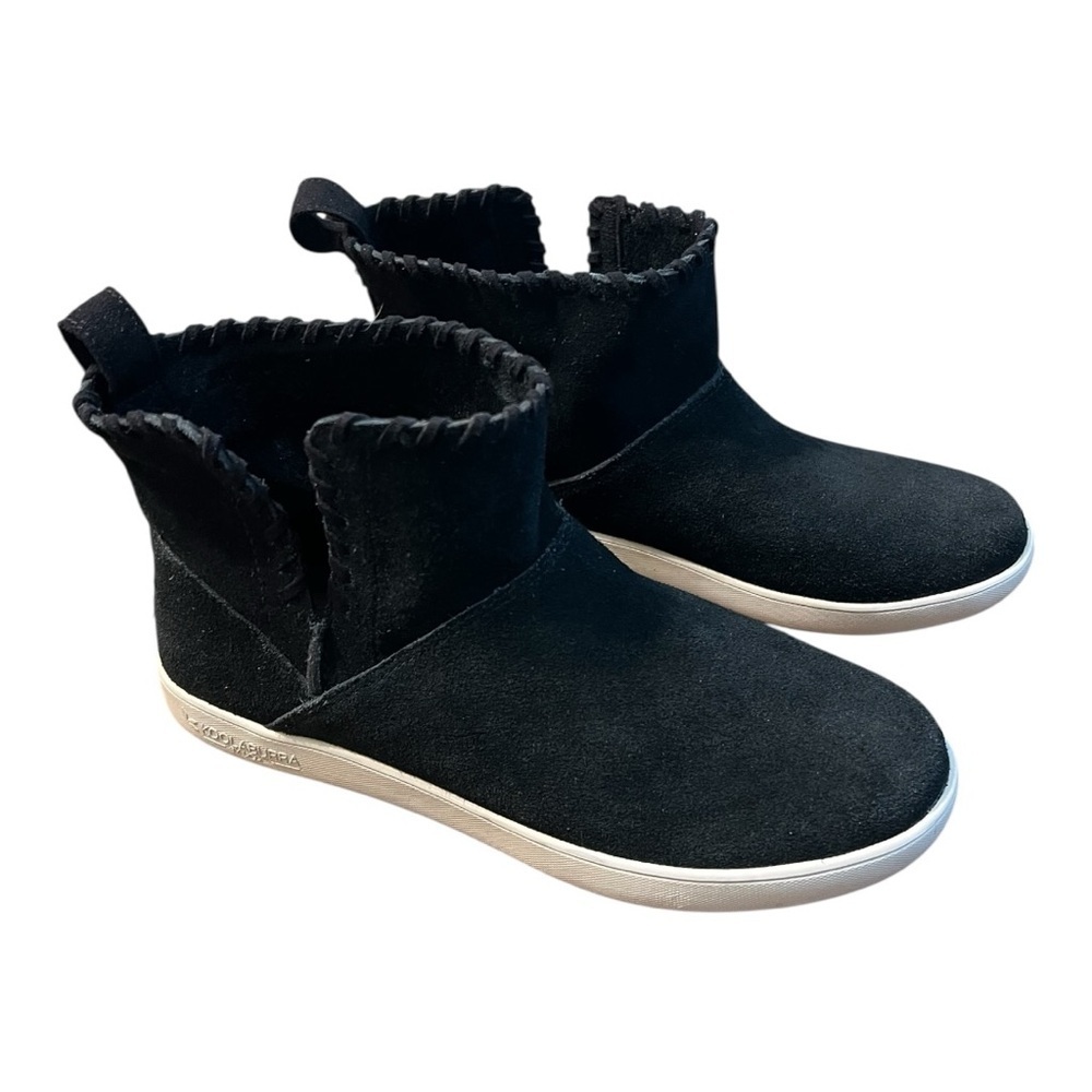 Koolaburra Rylee Black Suede Leather Ankle Booties Size 7